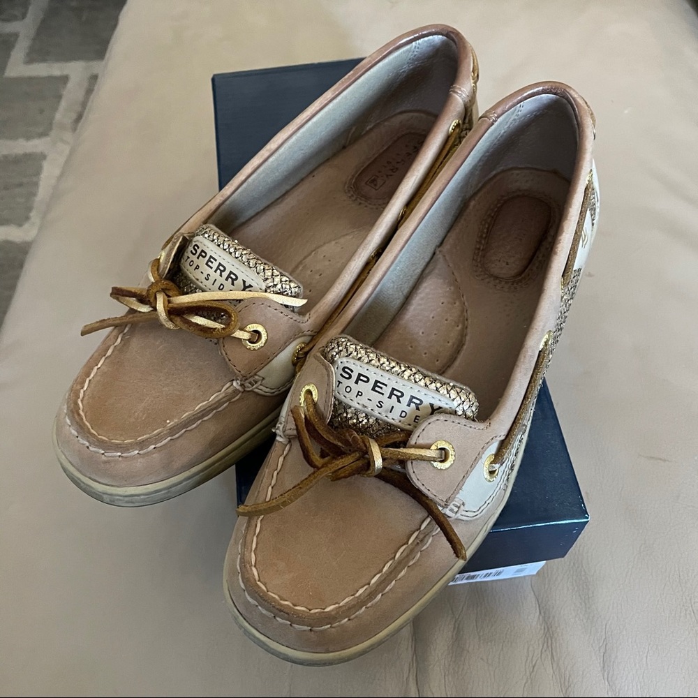 Sperry Top Soder Agelfish Linen/Gold Shoes 7
